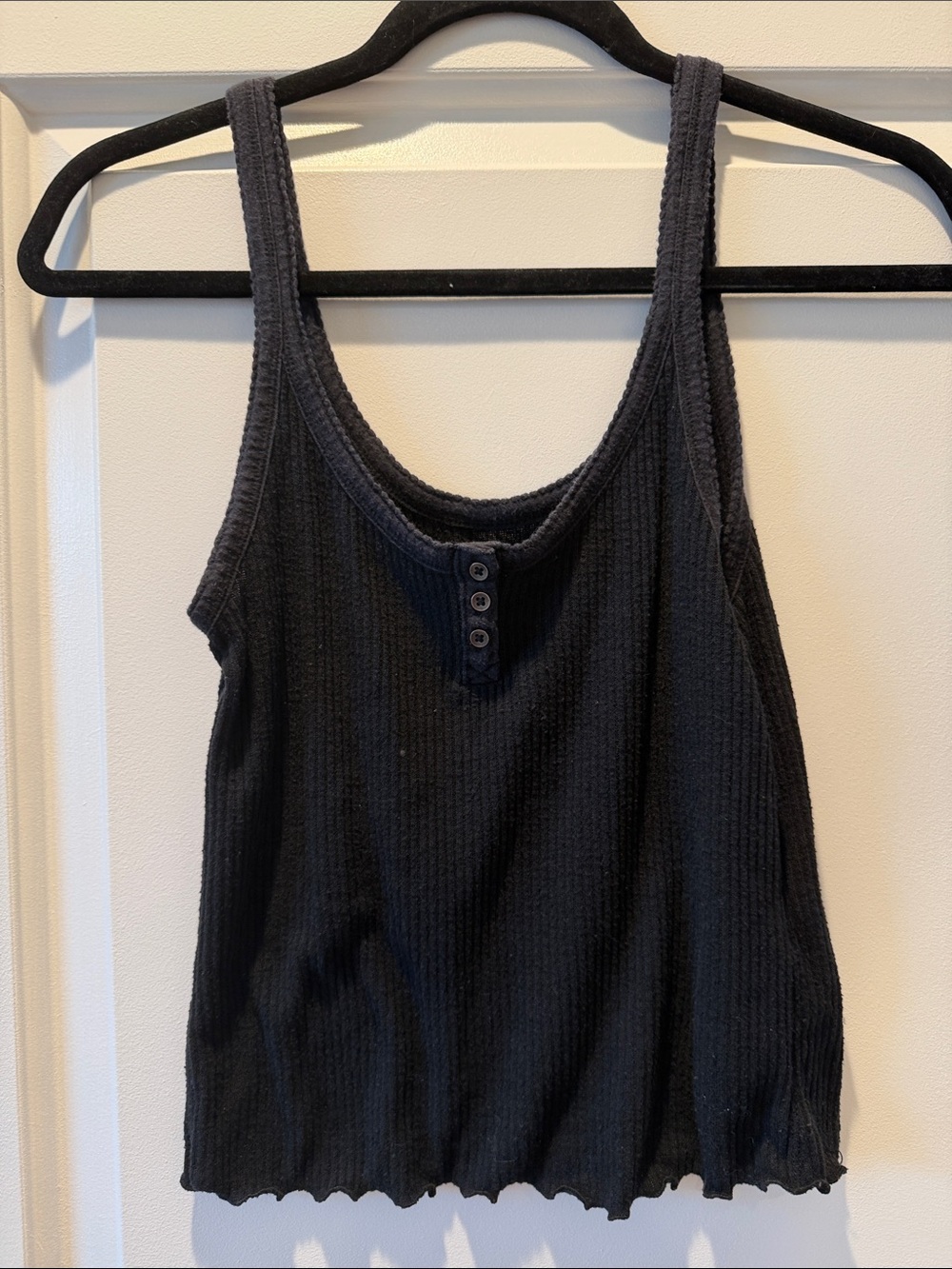 Abercrombie & Fitch Black Ribbed Henley Tank